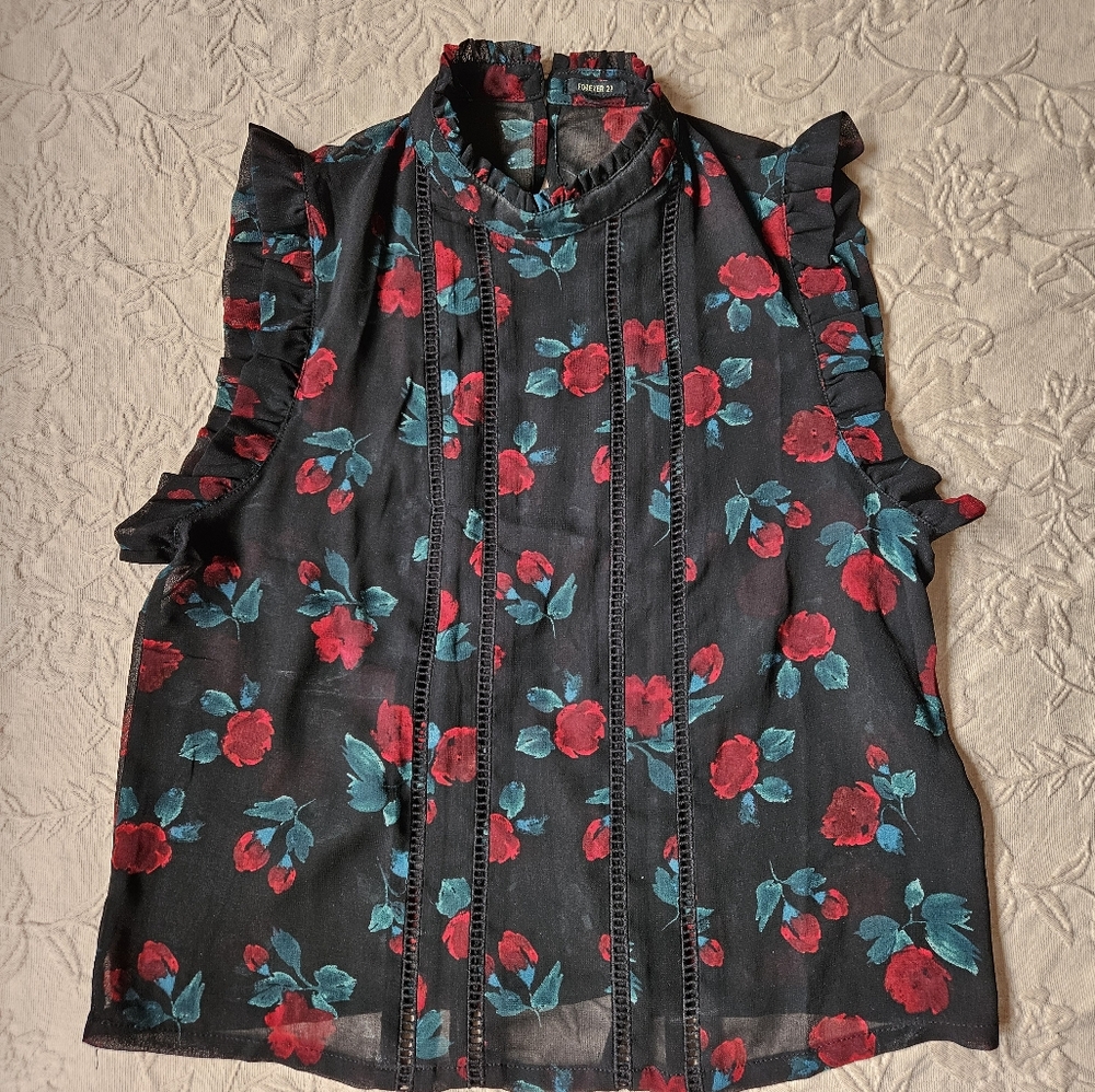 Floral sleeveless ruffle blouse - Picture 2 of 4